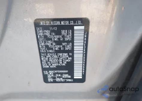 2013 Nissan Quest Sv from USA, damaged, VIN JN8AE2KP2D9066681
